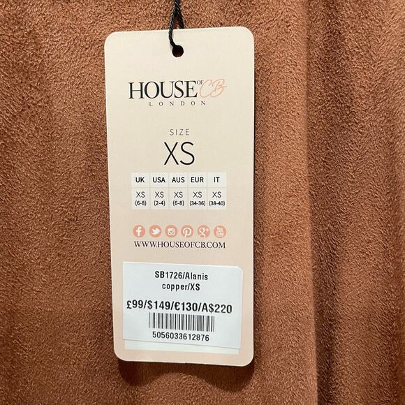 NWT House of CB Alanis Copper Vegan Suede Dress Size XS - Picture 6 of 8